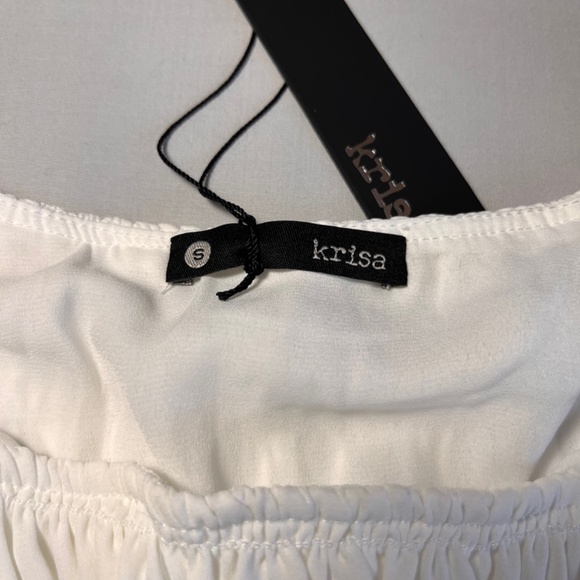 KRISA White Smocked L/S Mini Dress Bridal Shower Size S NWT Sold on Revolve - Picture 7 of 11